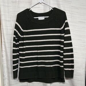 Old Navy Olive Green and White Striped Sweater